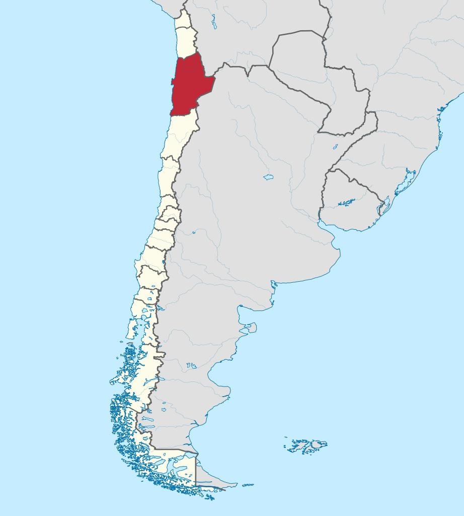 Harta e antofagasta Kili