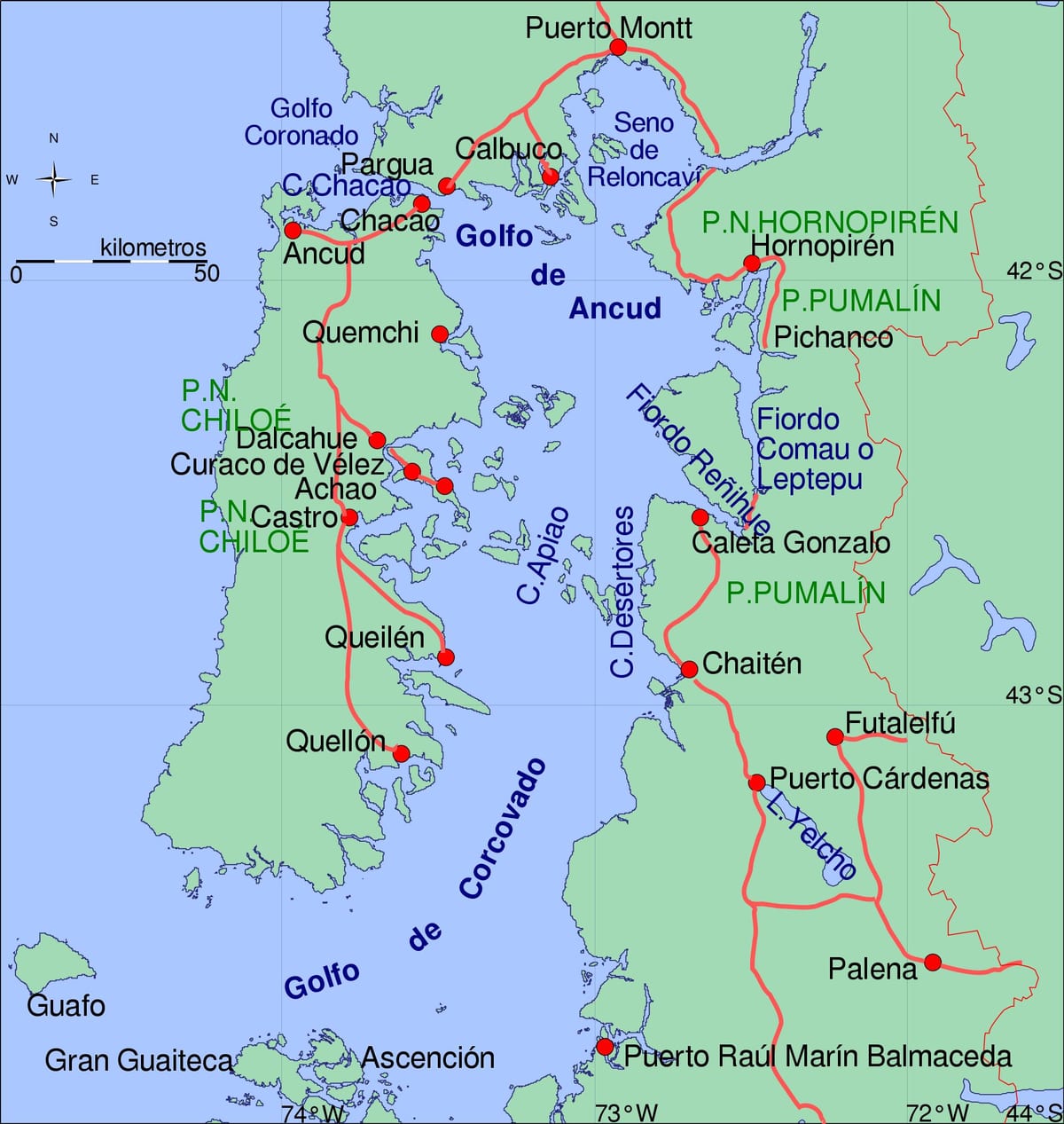 Harta e chiloe Kili