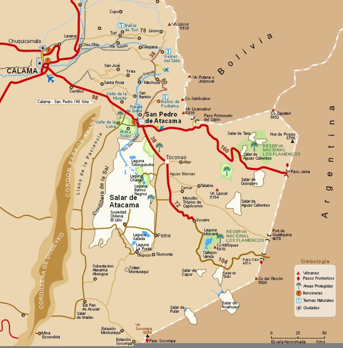 atacama shkretëtira në Kili hartë