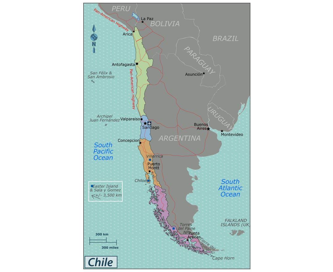 Harta e valdivia Kili