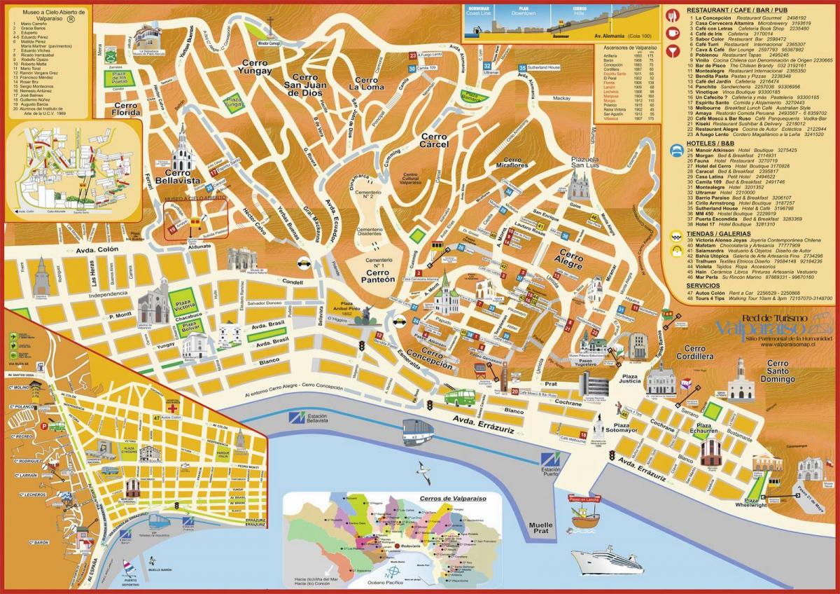 hartën turistike të valparaiso Kili