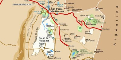 Atacama shkretëtira në Kili hartë